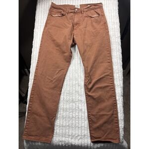 Flint and Tinder Mens Straight Fit Jeans 5 Pocket Design Pants 32x30 Rust Brown